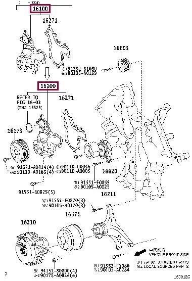 TOYOTA Genuine Lexus LX570 2008-2021 Water Pump 1610039496 16100-39496 - Image 4 of 4