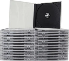 (25) Empty Clear CD Jewel Boxes Cases Black Trays Assembled 10.4MM #CDBIS10DG