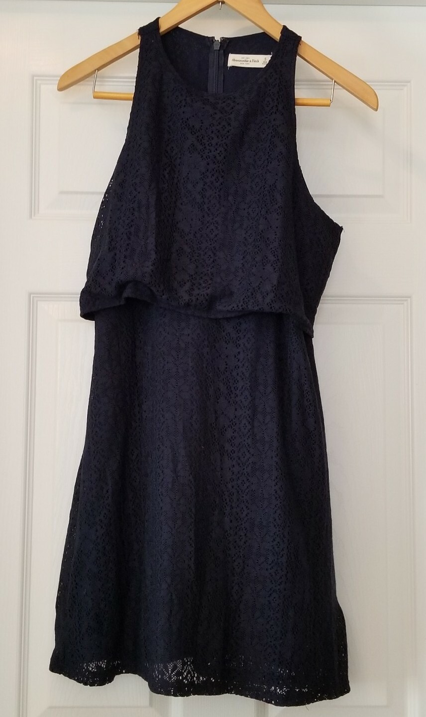 Abercrombie & Fitch Sleeveless Layered Lace  Dress Navy Blue  S