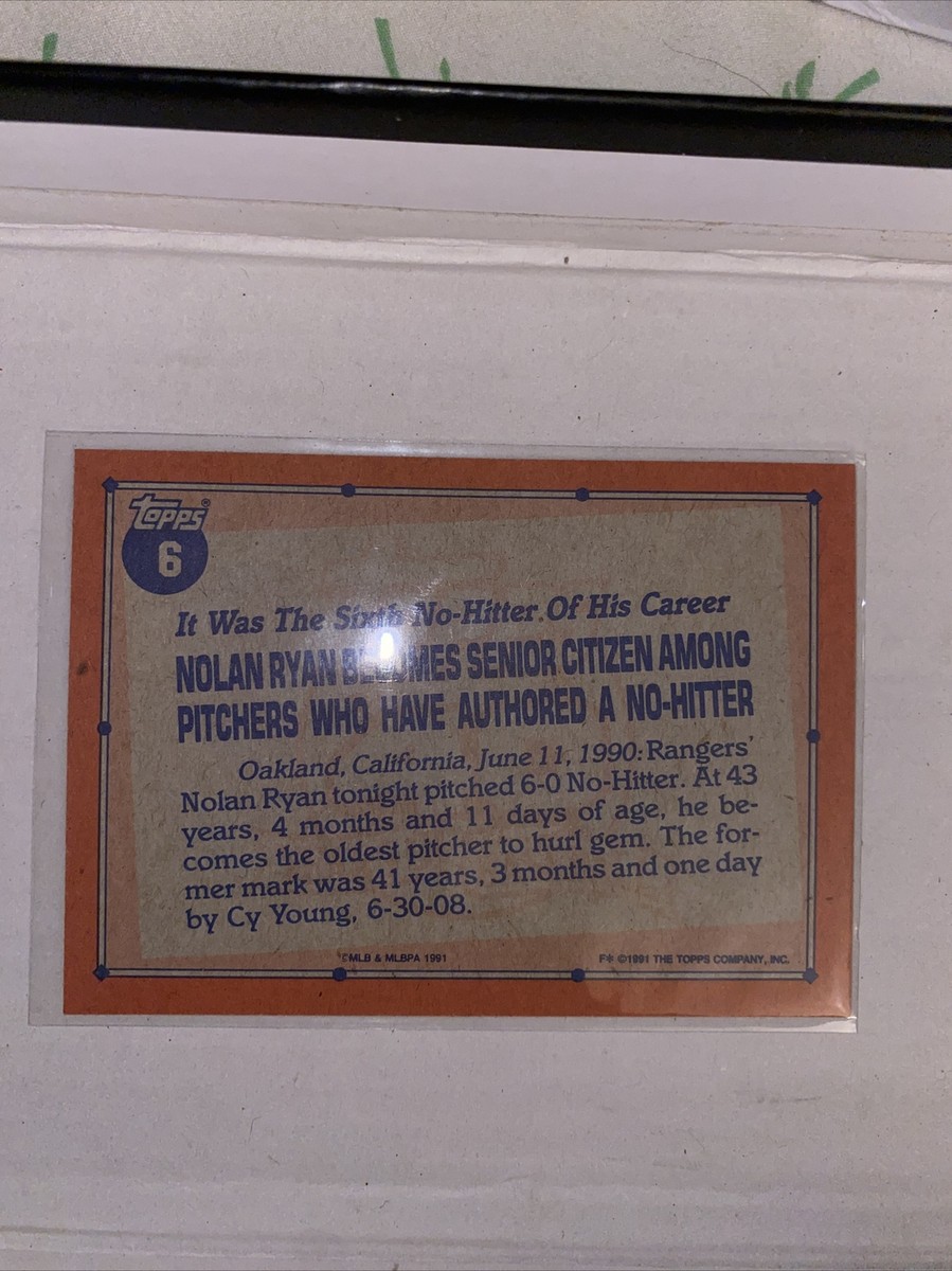 1991 Topps 40 years of Baseball 1990 Record Breaker Nolan Ryan