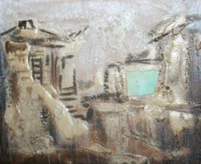 1995 European oil painting abstract landscape 