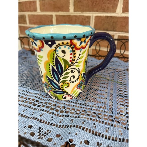 ESPANA Lifestyle Mug BOCCA Floral Dots Lime Blue Yellow Red