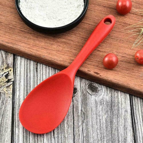 Rice Spoon Silicone Heat Resistant Non-stick Rice Spoon Black/Red Cooking P6W8 - Picture 3 of 12