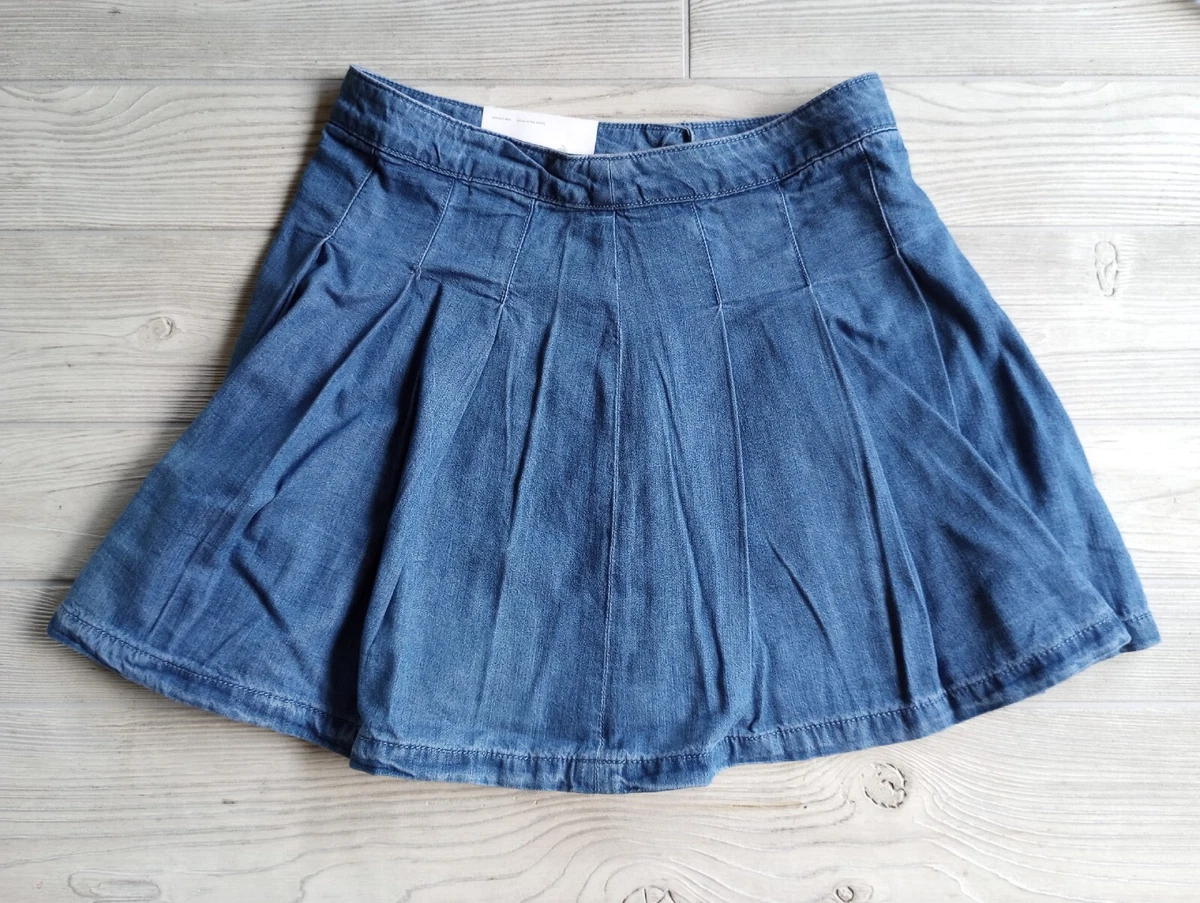 Pleated denim skirt clearance ebay