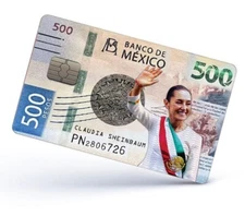 Claudia Sheinbaum Credit Card Skin Cover Vinyl Stickers (4 Pack) MX 500 Pesos