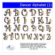 Embroidery Design Set - Dancer Alphabet(1) - 26 Designs - 9 Formats - USB Stick