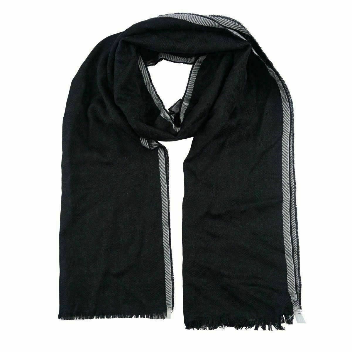 Черный шерстяной шарф унисекс