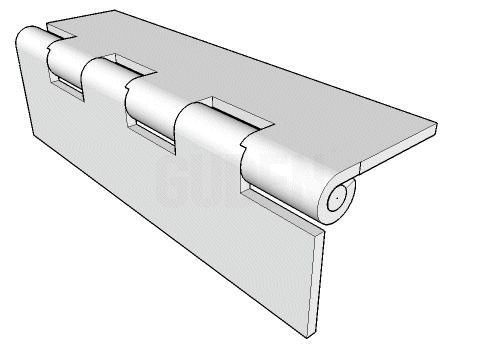 17" Brass Plated Steel Continuous Piano Hinge with 90 Degree Inside Stop - Picture 2 of 4