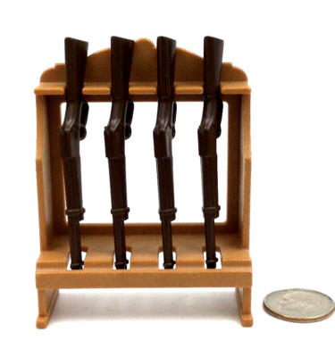 Playmobil Gun Rack Tan 4 Long Brown Rifles Sheriff Western Cowboy Gun Holder G16