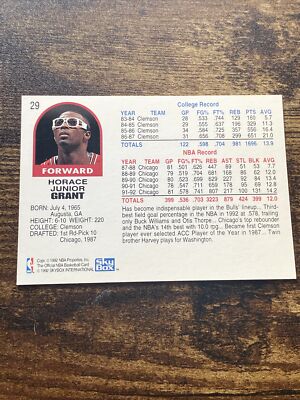 1992-93 Hoops Chicago Bulls Basketball Card #29 Horace Grant L9163