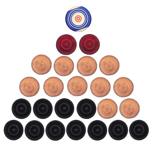 GSI Smooth Surface Standard Sized Carrom Striker with 24 Carrom Coins Combo 