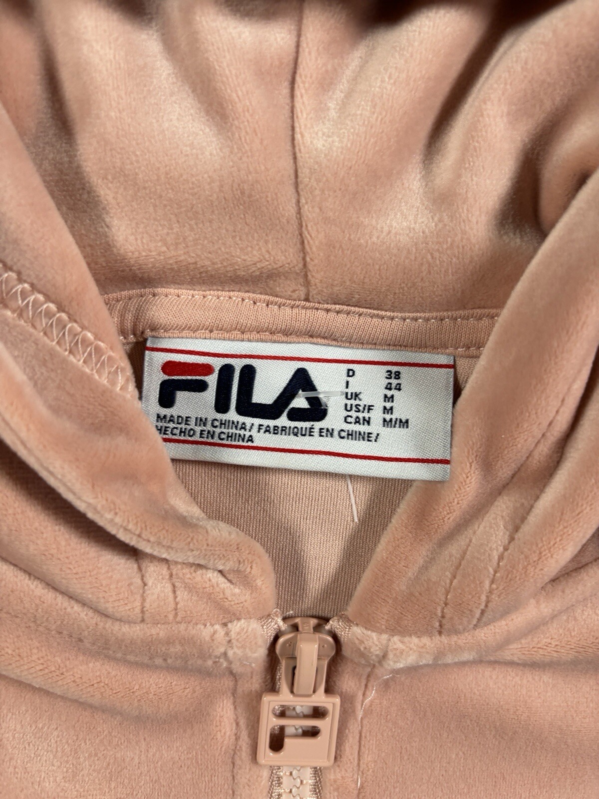 Fila giacca velluto donna media rosa perla full zip cappuccio pile abbigliamento attivo