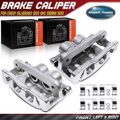 Pair Front Brake Calipers w/ Bracket for Chevrolet Silverado GMC Sierra