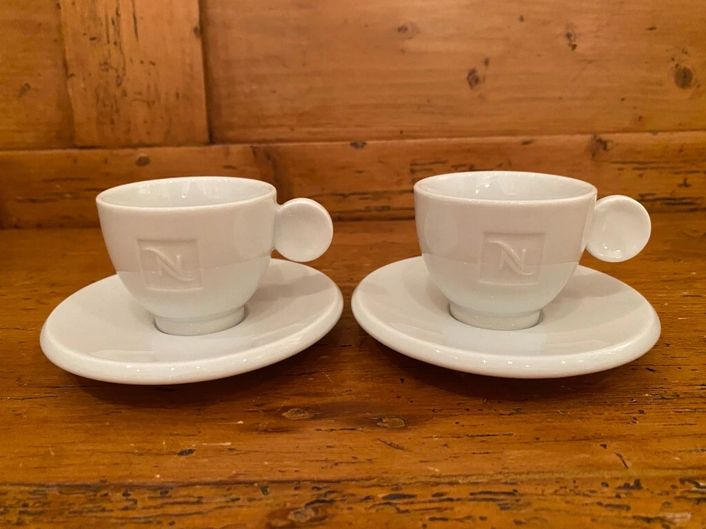 NESPRESSO Lungo Cups, Saucers, Demitasse Espresso, N Logo