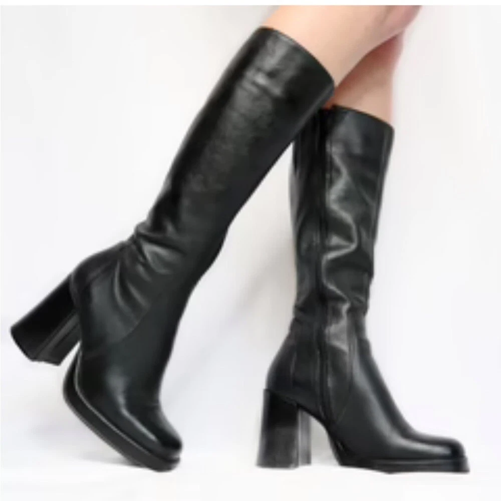 Voorman veel plezier Zaklampen Aquatalia Black Leather Knee High Boots Chunky Heels in 90s style | eBay Voorman veel plezier Zaklampen Aquatalia Black Leather Knee High Boots Chunky Heels in 90s style | eBay