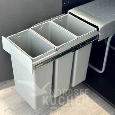 Concepto ROTA Trias 30-3 Abfall Sammler Küche Müll Eimer 3fach Grau