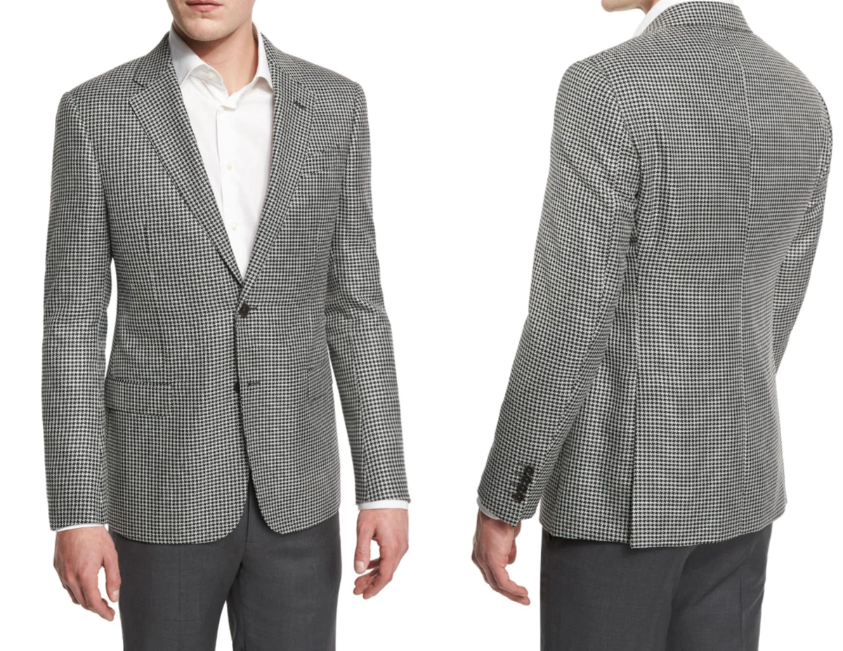 Armani Collezioni M LINE Houndstooth Wool Suit Jacket Regular Blazer Jacket 50