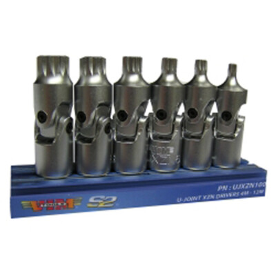 VIM Tools UJXZN100 6pc 1/4'' Drive Universal Joint XZN Triple Square Driver Set