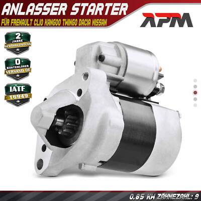 Anlasser Starter 0.8 kW 9 Zähnez. für Dacia Logan Sandero Renault Clio Kangoo