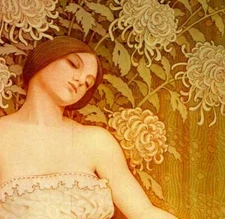 Paul Berthon "Les Chrysanthemes" Vintage art book page