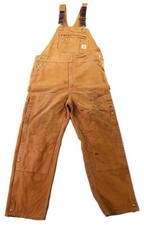 CARHARTT R37 40 x 32 Brown Duck Canvas Double Knee Work Carpenter Overalls