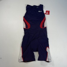 TYR CARBON Womens M Navy Blue Red Zip Back Tri Short John Bike Pad USA 260 NEW
