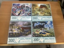 Lot of 4 Bits and Pieces Puzzles Featuring 300 Large Pieces Certified Complete