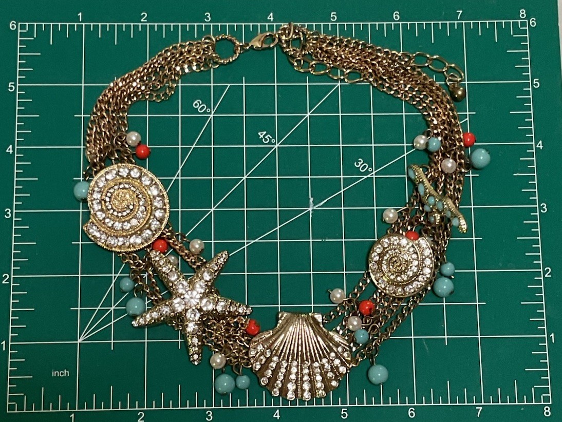 Seashore Theme Statement Necklace Shells Coral Co… - image 8