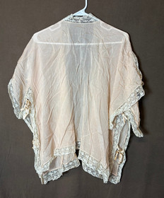 Antique Vintage 1920s Valenciennes Lace Blush Peach Silk Chiffon Boudoir Jacket