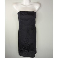 Ann Taylor Black Cotton Blend Embroidered Eyelet Strapless Dress Size 4