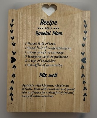 2 Sides Recipe For a Special Mom Sentiment Printed Display/Bamboo Cutting Board