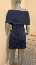 Navy Off-Shoulder Ruched Bodycon Dress