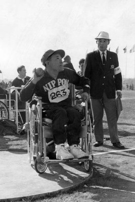 Ryuji Takano Japan competes Shot Put at 1964 Tokyo Paralympic Game- Old Photo
