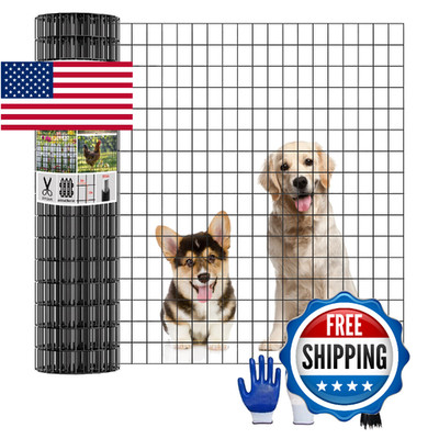 Moyios 48 in x 25 ft Welded Wire Mesh Fence, 2 in × 3 in 15GA Black PVC Coated G