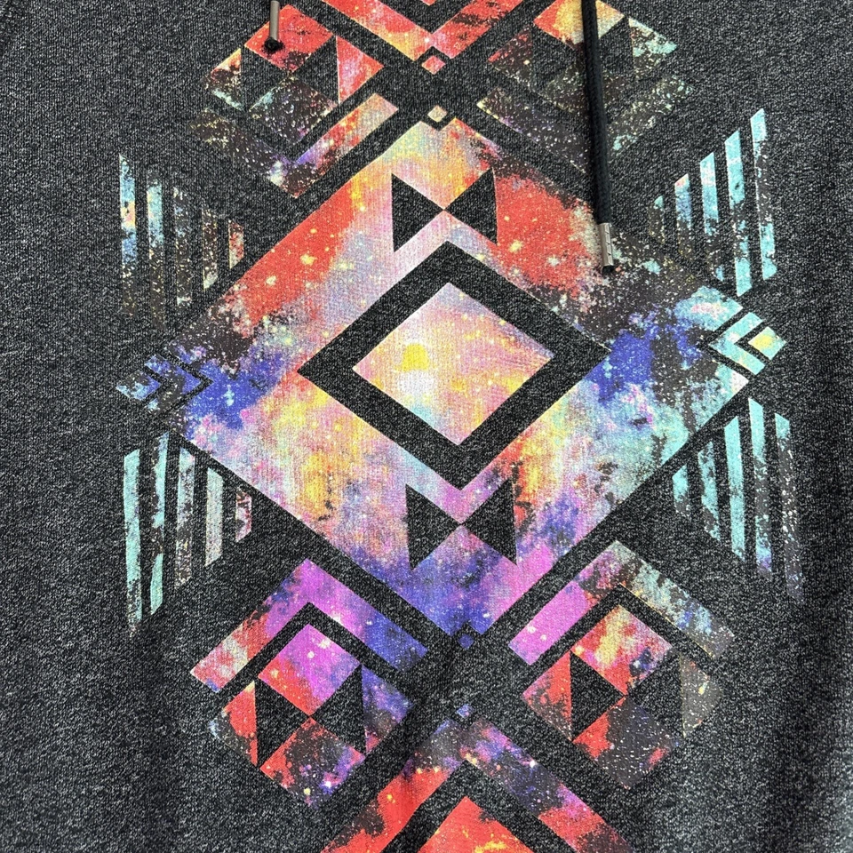 Sudadera con capucha gris con estampado facial geométrico On The Byas para hombre talla pequeña ropa de calle patinador Foto 2 de 4