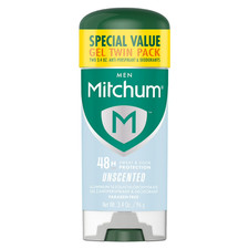 TWIN PACK Mitchum Men Antiperspirant Gel Deodorant Triple Odor Defense Unscented