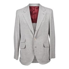 BRUNELLO CUCINELLI MEN'S PEARL WOOL CHECK THREE-BUTTON SUIT MSRP 7500