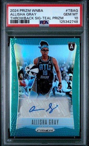 2024 Prizm Deca WNBA Allisha Gray Throwback Signatures Teal Auto /35 PSA 10 Gem