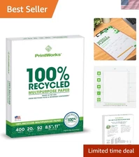 Quality Multipurpose Printer Paper - 100% Recycled 400 Sheets, 20 lb, 92 Bright