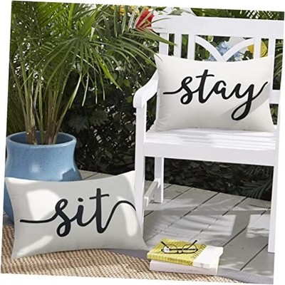 Set of 2 Outdoor Waterproof Lumbar Pillow 20'' x 12'' (Pack of 2) Sit&stay