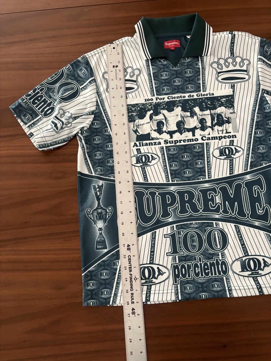 NWT Supreme Por Ciento Logo Print Soccer Jersey Green Men's S FW22