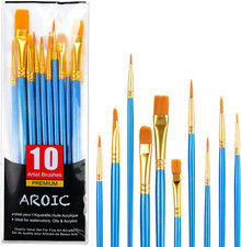 10 Pcs Paint Brushes, Acrylic Oil Watercolor Painting Brush Set