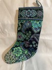 Vera Bradley Christmas Stocking Blue Rhapsody retired quilted green blue floral  — photo 2
