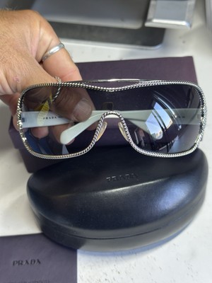 VERY RARE VINTAGE PRADA SHIELD SUNGLASSES SPR 62H 1BC-1A1 | eBay