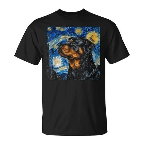 Rottweiler Dog Starry Night Black Short Sleeve Unisex All Size S-234XL - product listing photo
