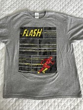 Vintage FLASH Marvel T Shirts Men's Gray Flash Running DC Comics Delta Tag Large