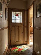 ASG 49 ( 29 3/4 X 77 1/2 ) Old Original 1930's Stained Glass Internal Pine Door