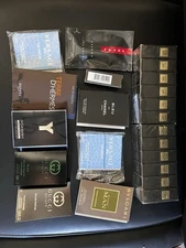 10 Men's Cologne Sample vials Set & Organza Bag Travel Lot New in Cards