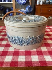 Antique Butter Crock with Lid Grapevine Pattern