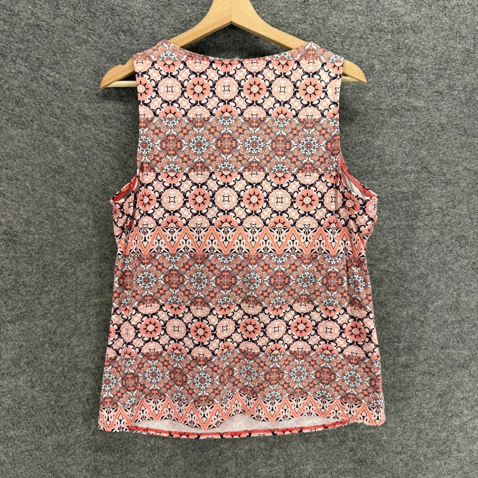 Camiseta Tankini Lands' End Mujer 16DD Rosa Geométrica Push Up Sin Mangas Correa Ancha Foto 2 de 4